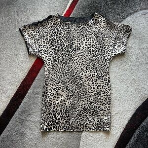 Amour Vert Silk Snow Leopard Print Kaftan Dress